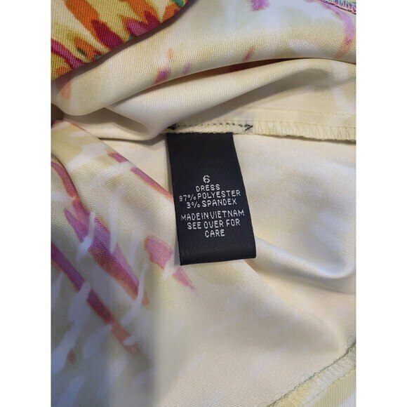 AGB Ivory Colorburst Shift Dress Womens Size 6 Workwear Classy Sleeveless‎ Midi - Picture 5 of 10